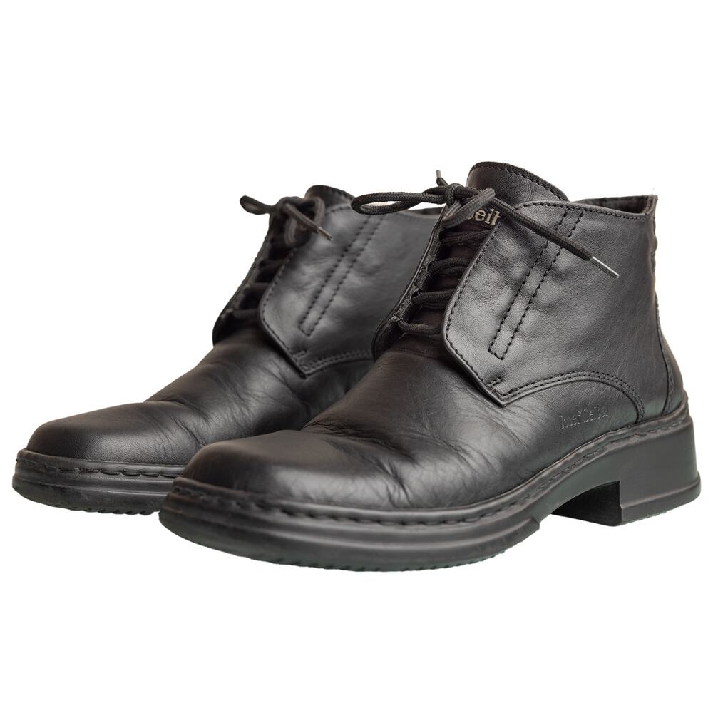 Josef Seibel Black Leather Ankle Boots Comfort Chukka Lace-Up Women's Sz 7.5 EUC